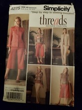 Simplicity 4275 threads Collection Jacket Pants Top Sz 6-14 Uncut Sewing Pattern