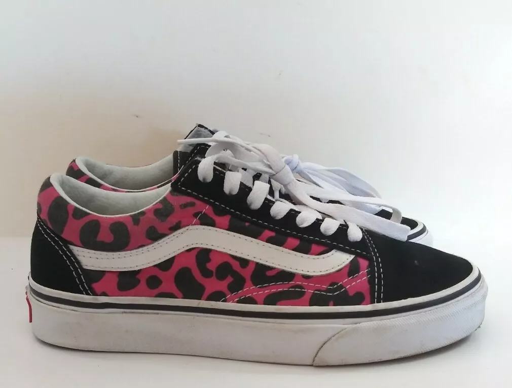 VANS Old Skool Shoes Women 6.5 Pink White Checkerboard Slip On Skateboard  Skater