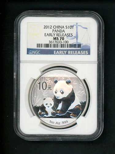 China PRC People's Republic 1 oz 2012 Silver 10Y Panda Early Releases NGC MS 70