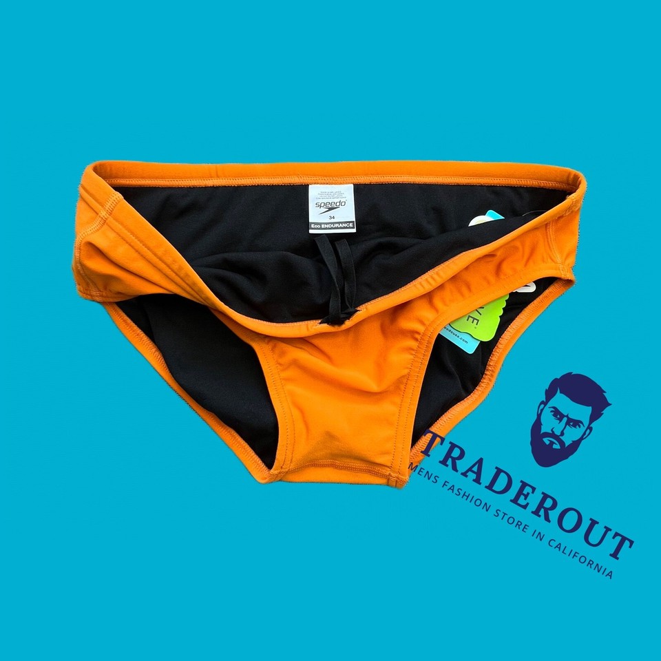 Speedo Mens vibrant orange Eco Endurance Solid swim Brief Swimwear size ...
