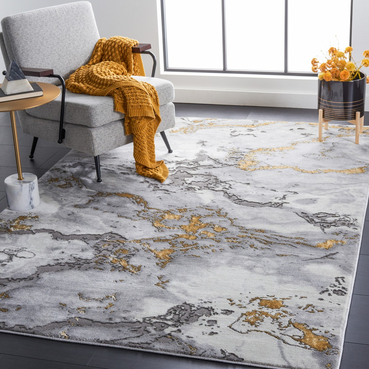Safavieh Power Loomed Craft Collection Grey / Gold Area Rugs 