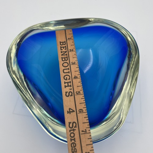 Bandeja grande Flavio Polo Murano arte vidrio azul cuenco grueso ceniza mediados de siglo moderna - Imagen 17 de 23