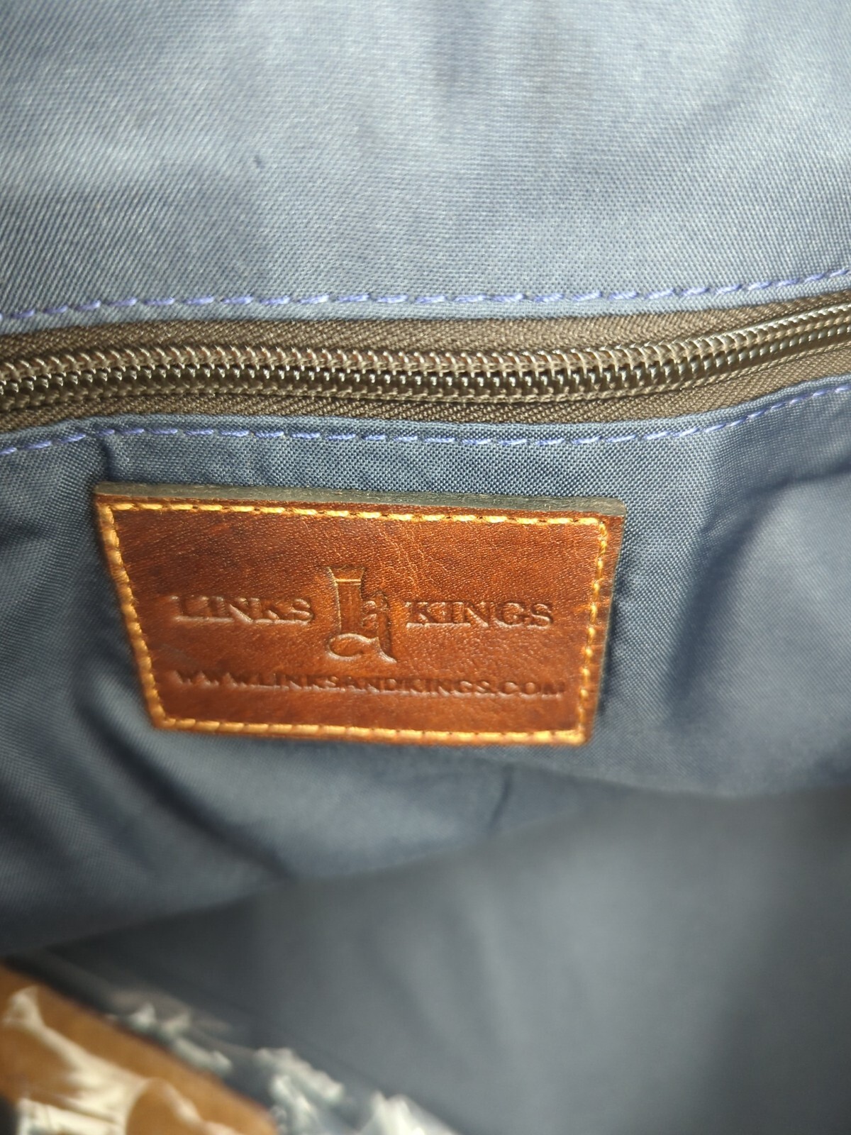 Links & Kings Duffel Gray Canvas & Brown Leather Golf Travel Bag NEW