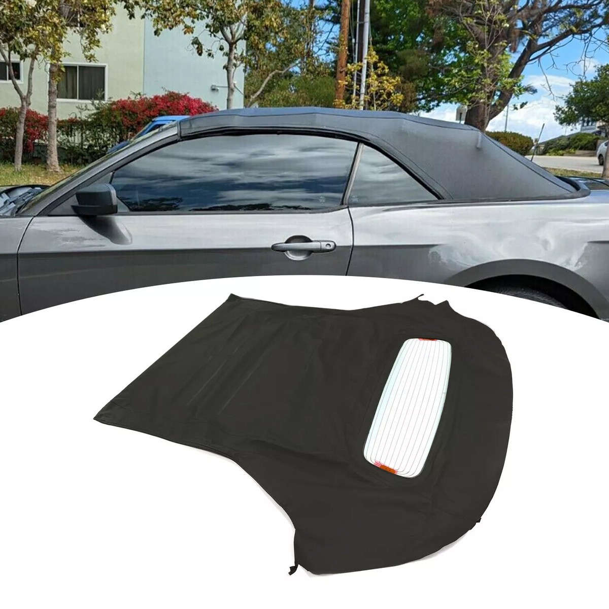 For Ford Mustang 2005-2014 Convertible Top Soft &amp; Heated Glass 