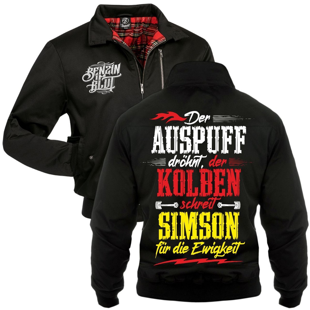 Herren Gefütterte Harrington Jacke Simson Moped sprüche osten DDR  ostdeutschland