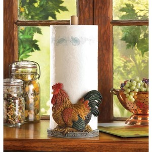 SALE-Paper-Towel-Holder-Country-Rooster-Kitchen-Counter-Storage-Clean-12-034-Tall