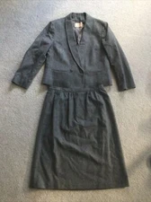 Pendelton Womens Gray Pure Virgin Wool Blazer VINTAGE SZ 14 Skirt SZ 14 Suit Set