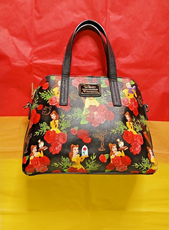 BOLSO DISNEY Loungefly RARO Disney 🏰 Cartera Bella Bestia 🌹Rosas Rojas Foto 3 de 4