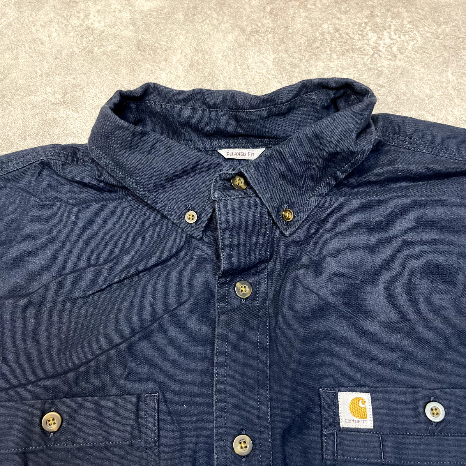 Carhartt Shirt Mens XL Short Sleeve Cotton Workwear Button Down, Blue image 3