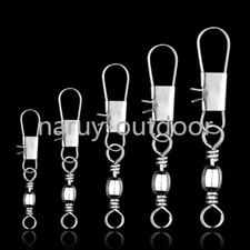 100PCS Stainless Steel Swivels Fishing Connector Pin Bearing Swivel with Snap