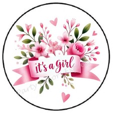 IT'S A GIRL BABY SHOWER ENVELOPE SEALS LABELS STICKERS PARTY FAVORS
