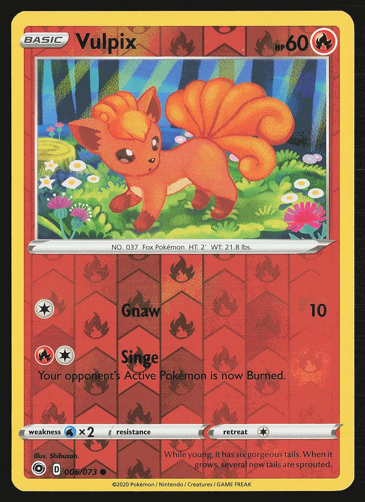 Champion's Path Vulpix #06/73 Reverse Holo Pokemon Card