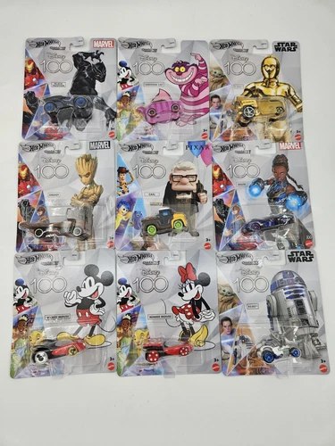 HOT WHEELS DISNEY 100 CHARACTER CARS MICKEY & MINNIE MOUSE. Total Of 9 CARS - Picture 1 of 10