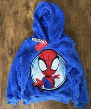 PatPat Boys Marvel Spider-Man Blue Fleece Pullover Hoodie 4-5Y Long Sleeve Logo