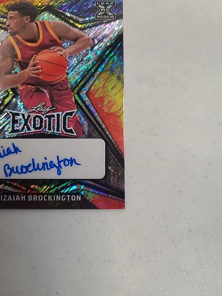 2022 Leaf Exotic IZAIAH BROCKINGTON AUTO 1/5 RC Tie Dye Peacock Shimmer (111) - Image 4 of 4
