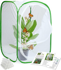 Insect and Butterfly Habitat Cage Terrarium Pop-Up 24 Inches Tall with 10Pcs 10M