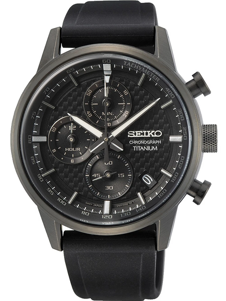 Seiko SSB393P1 Armbanduhr Titanium Chronograph 42mm Quarz Herren Schwarz 10 ATM