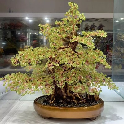 Peridot Quartz Crystal Bonsai Tree Energy Tree Gemstone tree of Life home decor