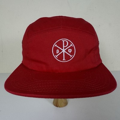Chi Rho Christian Symbol Red Strapback Hat Beat Pizza & Flan Embroidered Cap