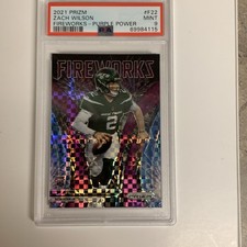 2021 Prizm Zach Wilson Fireworks-purple Power/49 Psa 9