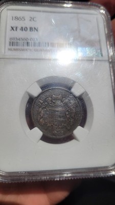 1865 2C Two Cents NGC XF40 BN Business Strike Philadelphia Bronze KM#94