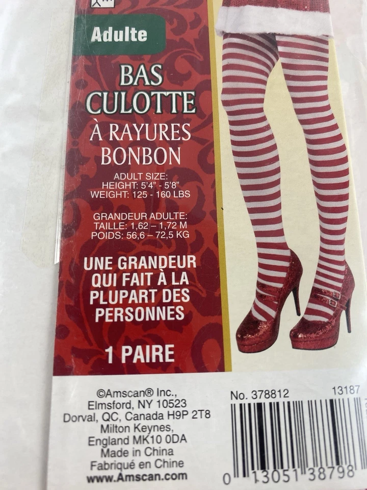 2 pares de medias pantimedias de copo de nieve a rayas rojas blancas de Navidad para dama Foto 3 de 3