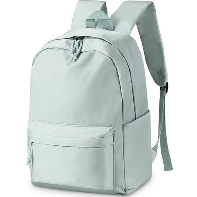 Waterproof Nylon School Backpack Preppy Laptop Bag For Students Sage Green