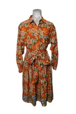Rhode Resort Floral Print Long Sleeve Shirt Dress Size Small