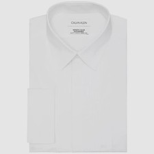  90 Calvin Klein Men's Slim Fit White French-Cuff Dress Shirt Size 16-16.5 32/33