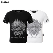 Image of NWT Philipp Plein Animal Diamond Emblem Black/White Merino T-shirt