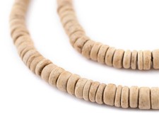 Cream Disk Coconut Shell Beads 8mm Brown Wood 15 Inch Strand