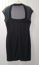 Women's Evening Dress Sz 16 Small Ruffles Sheer Short Sleeves &Back Lined Dinner