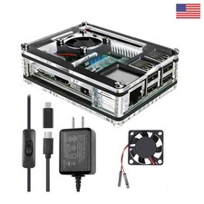 Raspberry Pi 3 B Case with Fan Cooling Pi 3B Case with 3 Pcs Heat-Sinks 5V