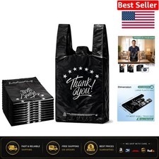 Large Black T-Shirt Bags - 100 Durable Shopping Bags - Ideal for Retail and More