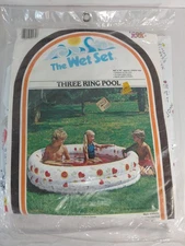 Vintage Intex The Wet Set 3-Ring Swimming Pool 64” x 14” Dated 1982 Hearts