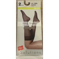 NIB Hanes 2- Pair Silky Sheer Knee Highs Buff Beige Hoisery size S/M/L