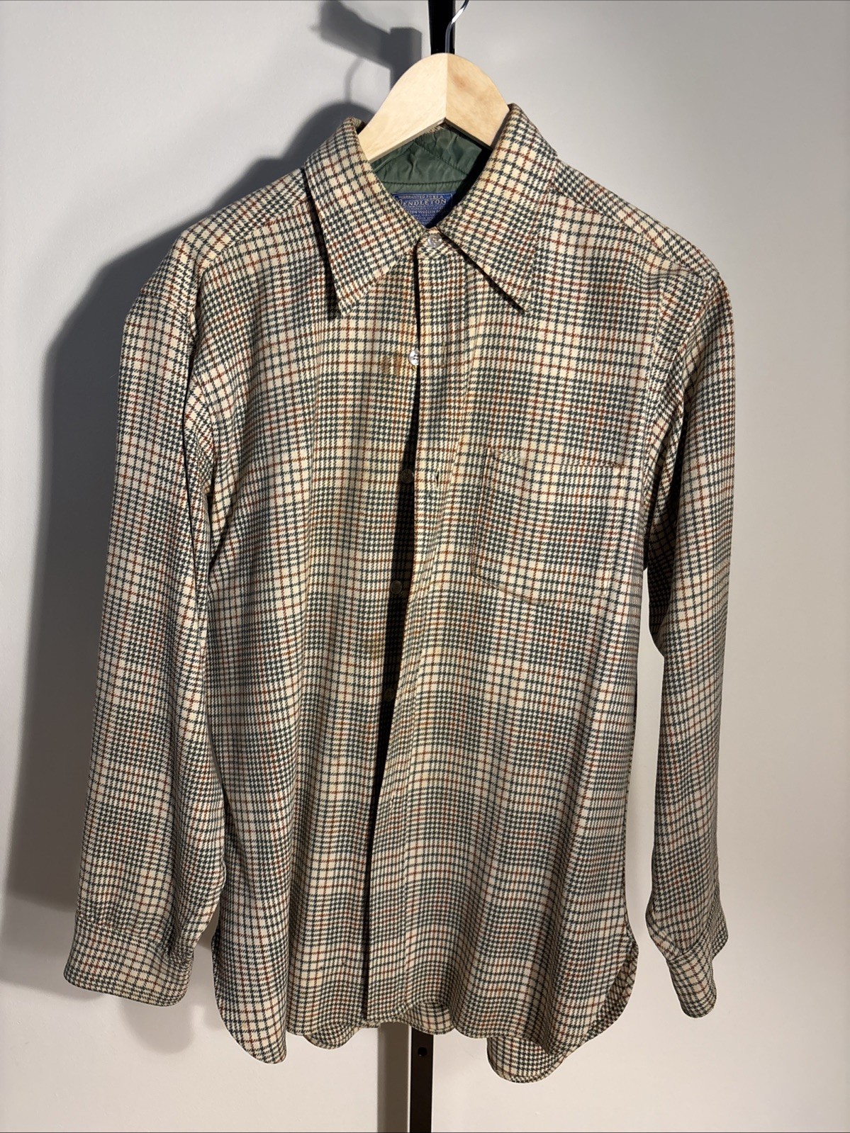 Flawed 70s Wool Pendleton Mens Button Down Vintag… - image 1