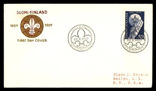 Mayfairstamps Finland FDC 1957 Boy Scouts Symbol and Hand Sign First Day Cover a
