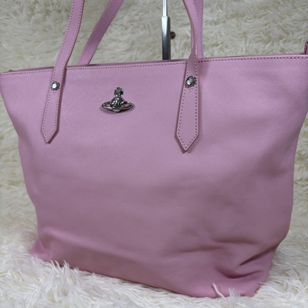 Vivienne Westwood Orb Tote Bag Pink Leather A4 Large Shoulder Used