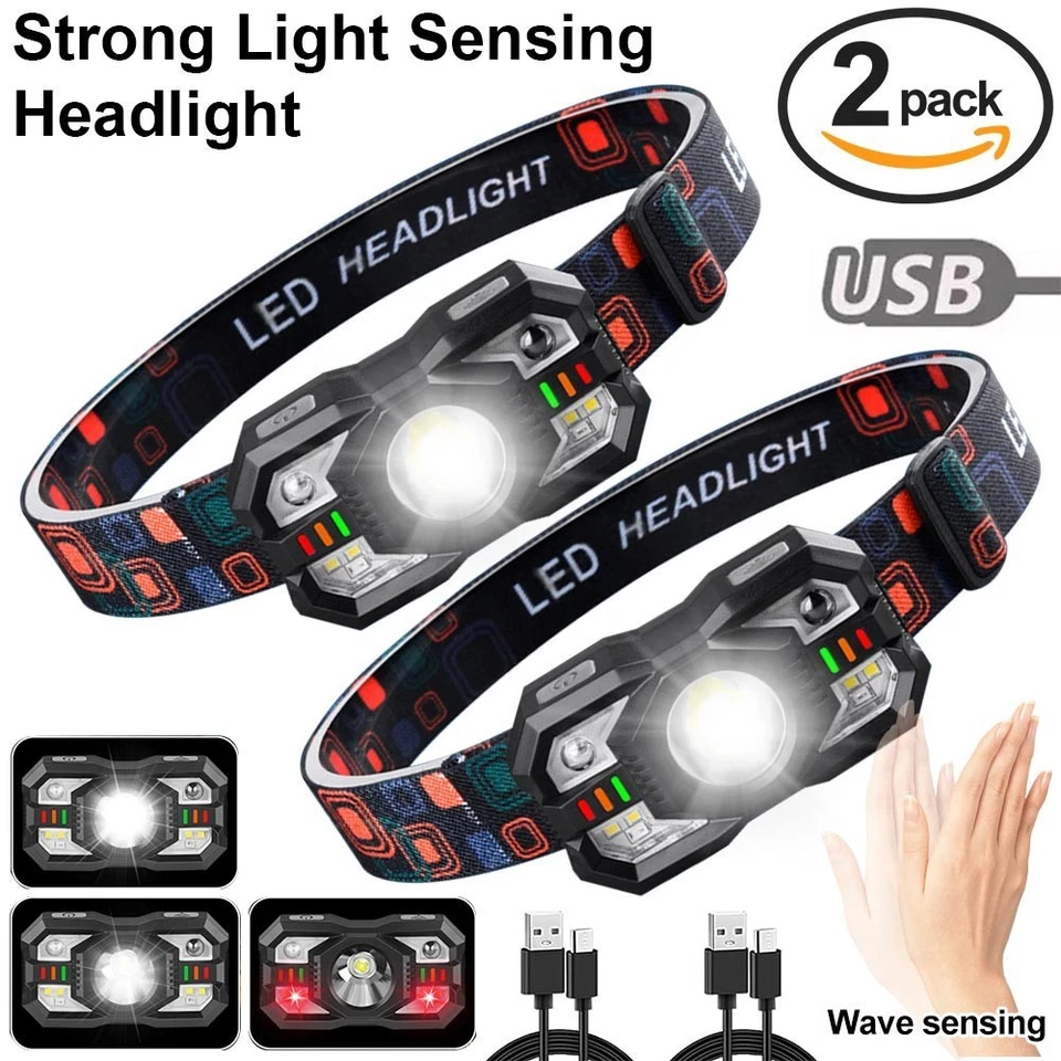 990000 Lumen Headlamp Flashlight Rechargeable 5 Modes Ultra Bright LED Head Lamp