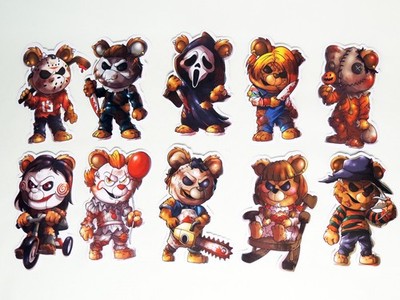 DEADY BEARS Series 2 Vending Machine Stickers Full Set (10) Horror Slasher Movie