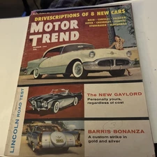 MOTOR TREND vintage car magazine December 1955, GAYLORD , BARRIS BONANZA
