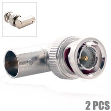 2 Pcs BNC Male to Female Right Angle Adapter Coax Coaxial Cable Connector Nickel