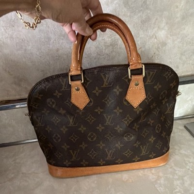 Louis Vuitton Monogram Satchel Top Handle Bag, Zip Closure, Brown, Gold HW
