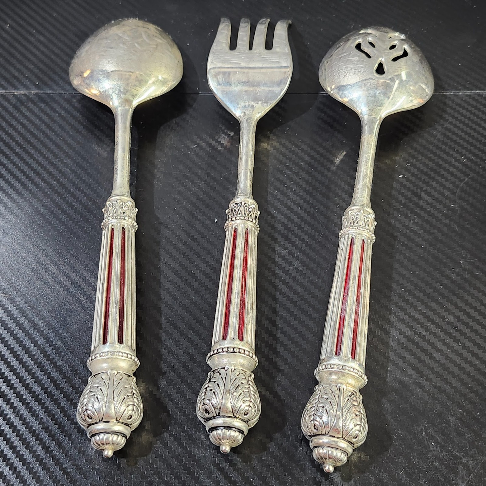 Godinger Silver Plated Hostess Set - Red Inlay Handles image 10