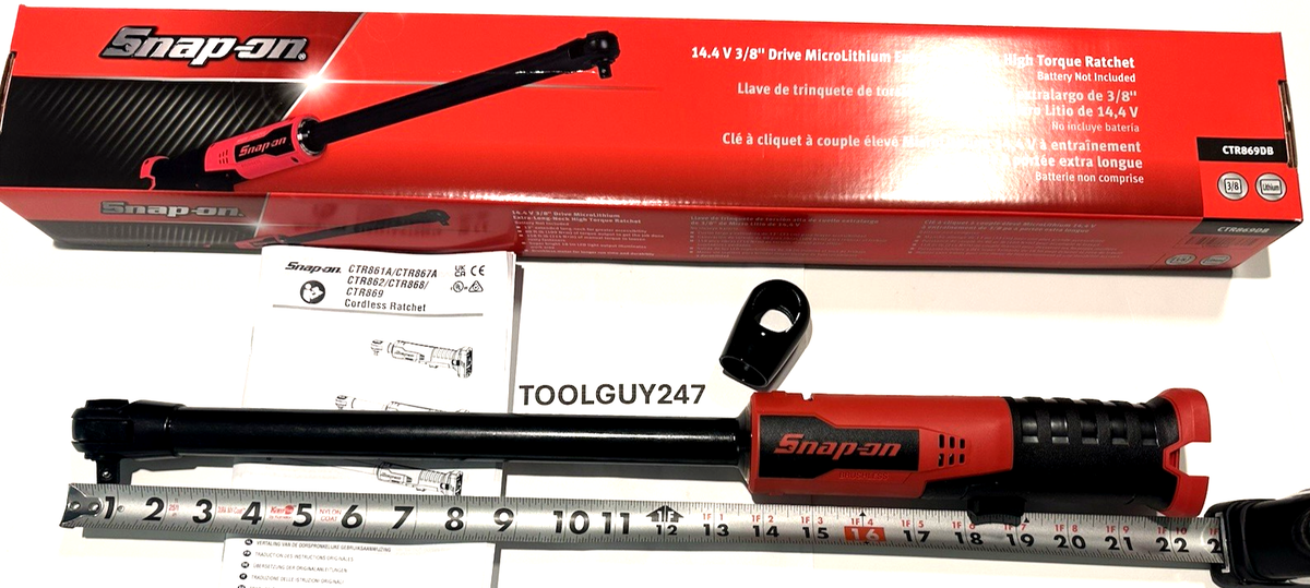 SNAP ON TOOLS CTR869 DB 3/8 EXTRA LONG HIGH TORQUE 14.4 RATCHET