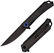 ElitEdge Assisted Folding Knife 3.75" 3Cr13 Steel Blade Black Stainless Handle