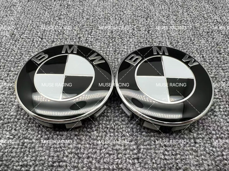 BMW Original Style Black White Alloy 56mm 68mm Wheel Center Cap Hub Caps - Image 2 of 2