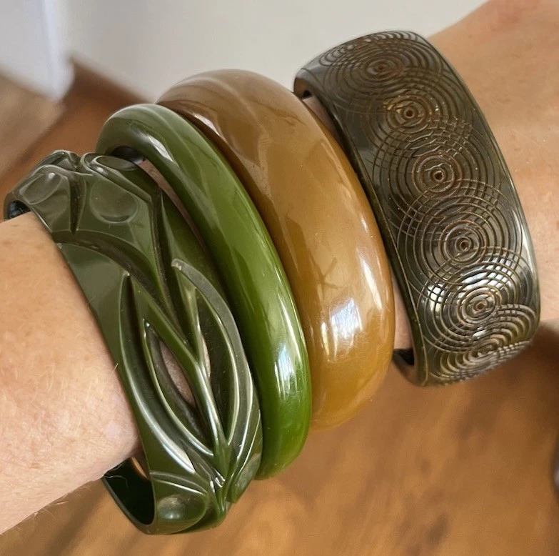 Green Carved Bakelite Bangle for sale | eBay