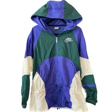 Vintage 90s Nike Colorblock Cinched Long Windbreaker Jacket Youth XL Adult M